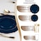 Smarty Had A Party Navy with Gold Rim Round Blossom Disposable Plastic Wedding Value Set, 720PK 4840NG-VS120 - alternate 2